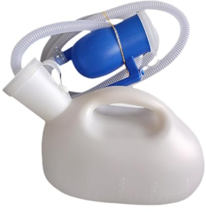 lmoikesz Wiederverwendbare Pipi Urinalflasche für Männer, 15,2 cm (06 Zoll), Schlauchverschlusskappe, verhindert Gerüche bei Nacht im Bett, Pipi Urinalflasche für Männer, Weiß, Rohrlänge 1.5 m