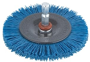 wolfcraft Spazzola a disco con filo di nylon, delicata, Ø 75 mm I 2726000 I Per lavori di pulizia e per una lucidatura delicata di legno e lamiera