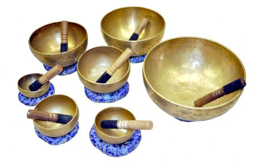 Singing Bowls / Lot de 7 bols chantants tibétains multi-couches pour harmoniques et équilibrage des chakras