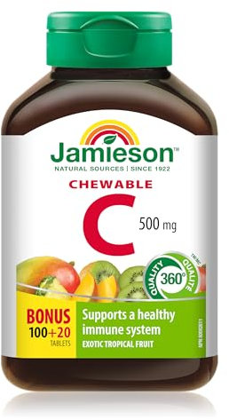 Jamieson - Vitamina C 1000 Masticabile, 120 Compresse, Frutti Tropicali, 500 Grammi