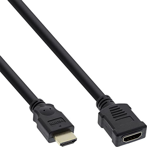 InLine 17631 G Rallonge HDMI High Speed mâle vers Femelle Contacts plaqués Or 1 m Noir