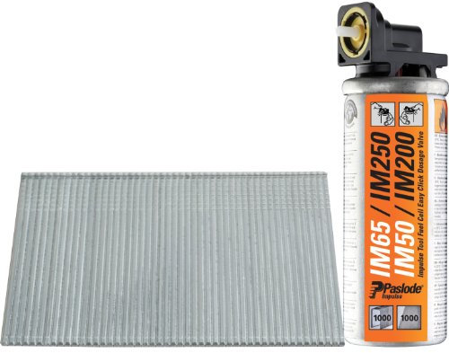 TIMco Paslode 16mm IM65 Galvanised Straight Brads 2,000 2 x Fuel Cells, Silver
