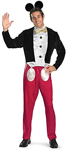 Disguise Costumes Mickey Mouse Deluxe Mens Adult Costume, Red/Black/White, X-Large/42-46