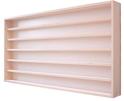 Alsino Setzkasten Wandvitrine Holzregal v120.6, Maße: 120 cm x 58 cm x 8,5 cm - Birke, weiße Rückwand