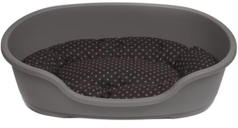 adena Hundekorb 110 x 74 cm Taupe + Kissen Tupfen braun