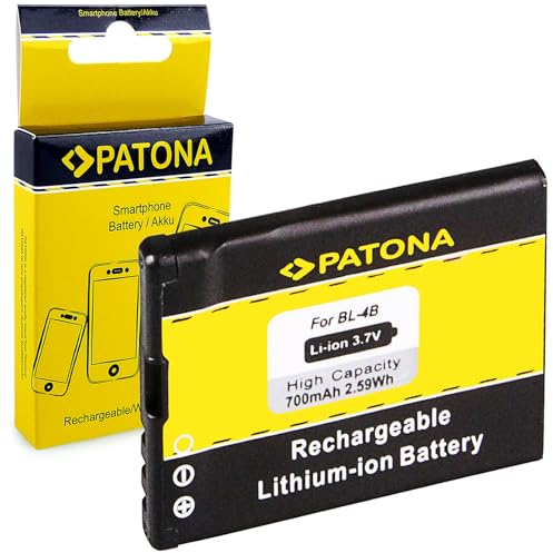 PATONA Smartphone Akku BL-4B 700mAh / 2.6 Wh / 3.7V Kompatibel mit Nokia 1606 2505 2630 2660 2760 3606 5000 6111 7070 7370 7373 7500 7088 Prism N75 N76