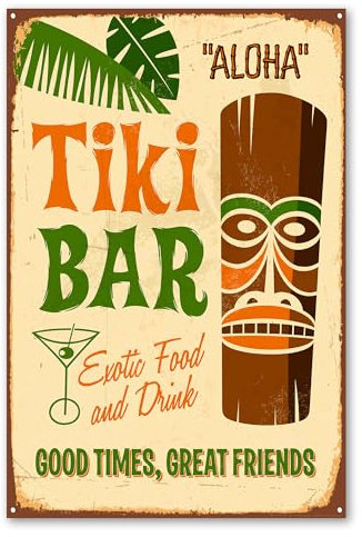 Postereck - 0279 - Plakat, Tiki Bar Schild Vintage Sommer Hawaii - Spruch Schrift Wandposter Fotoposter Bilder Wandbild Wandbilder - Poster - 3:2-91,0 cm x 61,0 cm