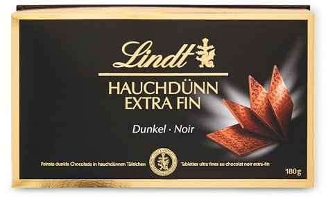 Lindt - Boîte de carrés de Chocolat EXTRA FIN - Chocolat Noir, 180g