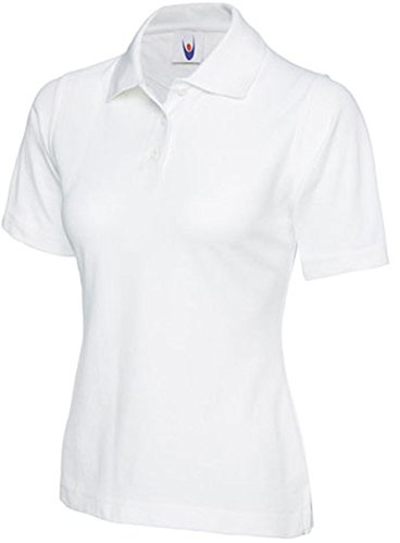 Ladies Pique Polo Shirt Size UK 8 to 26 Plus New Casual Sports Gym Work (UK 24-26 (4XL), White)