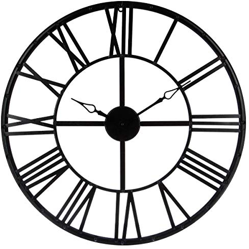 Atmosphera Große Wanduhr aus Metall im Vintagestil - Durchmesser 70 cm - Farbe SCHWARZ