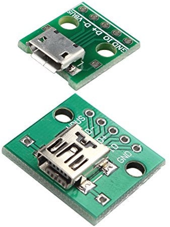 HALJIA - Module adaptateur mini USB vers 2,54 mm DIP 5P et micro USB vers DIP 5 broches - Connecteur femelle