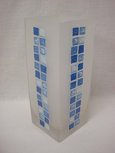 Jarron FLORERO Cristal Cuadrado Mate Frost TRANSLUCIDO Grande Mosaico Azul