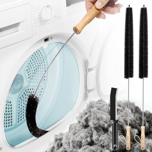 Holikme Dryer Vent Cleaner Kit, 3 Pieces Dryer Lint Brush- Household Supplies 304 Stainless Steel Cleaning Brush Home Essentials Crevice Brush for Lint Trap