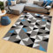 TAPISO Maya Teppich Kurzflor Wohnzimmer Schlafzimmer Grau Weiß Blau Schwarz Modern Geometrisch Dreiecke Esszimmer Büro ÖKOTEX 220 x 300 cm
