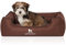 Knuffelwuff Orthopädisches Hundebett Wippo aus Velours mit Handwebcharakter M-L 85 x 63cm Braun - abnehmbarer Bezug - waschbar - für große, mittelgroße und kleine Hunde