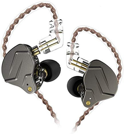 J&R KZ ZSN Pro - Auriculares de metal 1BA+1DD con tecnología híbrida HIFI, graves intraurales, auriculares deportivos con cancelación de ruido (sin micrófono, Grag)