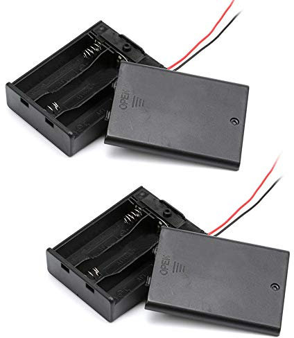 TOOLDO 2 x AA Battery Holder Case Battery Boxs With Switch Cover Wire Leads(3 Slots * 2pcs)