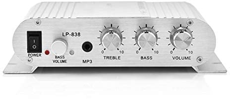 Topiky Amplificateur de Puissance Audio,Mini Hi-FI 2.1 Audio Stéréo Amplificateur Puissance Audio Domestique Amplificateur numérique pour téléphones Mobiles/lecteurs DVD/ordinateurs/MP3/MP4(Argent)