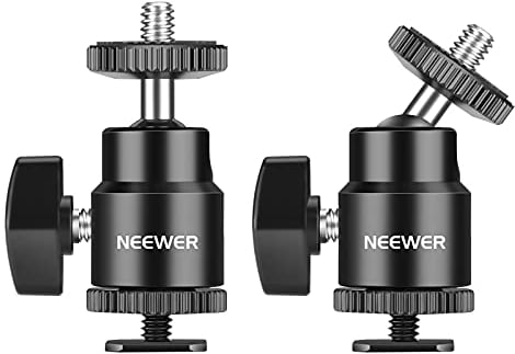 NEEWER 2er-Pack 1/4 Blitzschuhhalterung mit zusätzlicher 1/4 Schraube, Mini-Kugelkopf-Blitzschuhhalterungsadapter für Kameras, Camcorder, Smartphone, Videoleuchte, Mikrofon, Ringlicht - ST17
