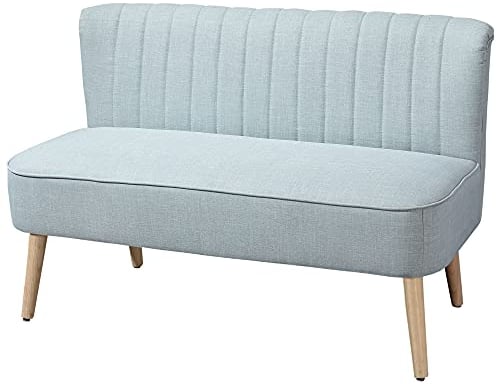 HOMCOM 2-Sitzer Stoffsofa Polstersofa Doppelsofa Retro-Look Sitzmöbel Loungesofa Holzrahmen Hellgrün 117 x 56,5 x 77 cm