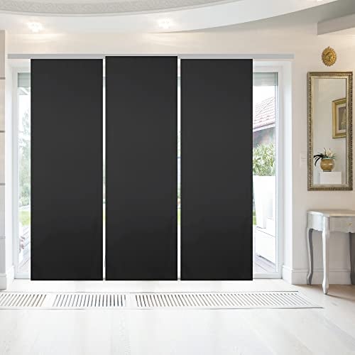 Bestgoodies Flächenvorhang mit Klettband, Paneelwagen und Schleuderstab, (BxL) 60x245 cm in Schwarz, blickdichte Schiebegardine mit Klett in vielen Farben
