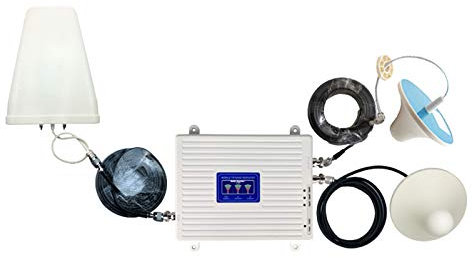 GUOZ Amplificateur de Signal 2G 3G 4G, Tri-Amplificateur 900 1800 2100 GSM Murale Kit pour Maison Bureau Basement