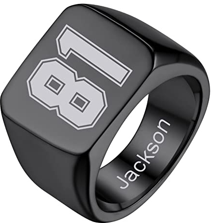 GoldChic Rolex Ring Punk Style mit Gravur Edelstahl Schwarz Herren Ringe Männer Jungen Siegelring Poliert Punk Style Männer Ring Ringgröße 64.6(20) Modeschmuck Biker Herren Ring