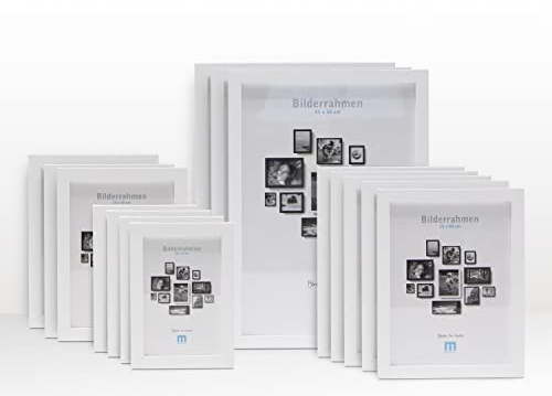 15 tlg. Foto Bilderrahmen-Set in Weiß in verschiedenen, unterschiedlichen Größen. Für Fotowände & Bilderwände mit weißen Bilderrahmen, Hochformat & Querformat geeignet. Von 10x15cm bis 21x30cm
