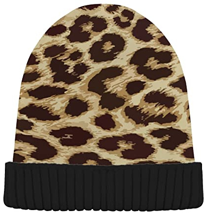 Animal Print Leopard Skin Beanie Mütze Wintermütze Totenkopf Kappe Strickmützen Warme Slouchy Mütze für Frauen Herren, Mehrfarbig, 56