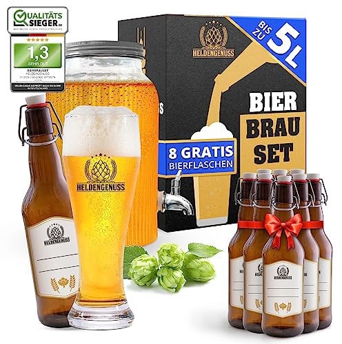 Heldengenuss - Bierbrauset Weizenbier - 5L Bier - [Echtes Brauerlebnis] - Bier brauen Set Mit Videoanleitung - Bier Geschenke für Männer