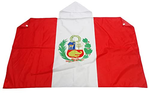 AZ FLAG - Umhangflagge Peru - 150x90 cm - Peruanische Cape Fahne 100% Polyester mit integrierten Ärmeln und Kapuze - Body Flag 80g