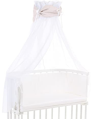 babybay Himmel Organic Cotton Royal mit Schleife passend für alle Modelle, beige Glitzerpunkte gold