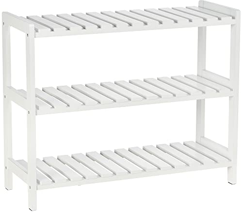 HOMCOM Estante Zapatero de Madera Estante para Zapatos de 3 Niveles Zapatero Recibidor para 9 Pares de Zapatos para Entrada Pasillo 70x26x57,5 cm Blanco