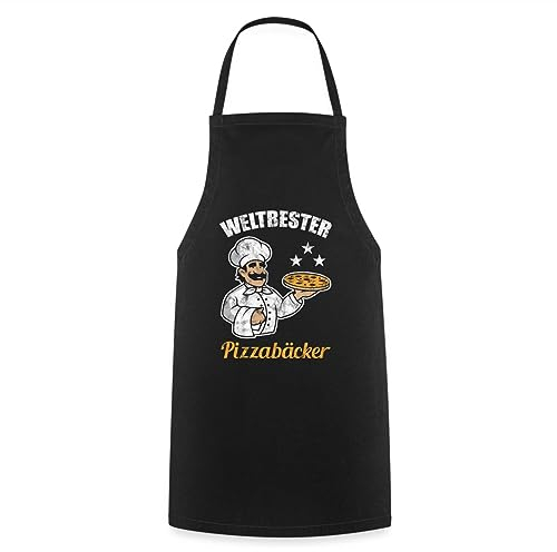 Spreadshirt Weltbester Pizzabäcker Pizza Geschenk Geschenkidee Kochschürze, One size, Schwarz