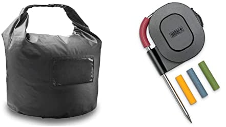 Weber 7007 Brennstoff-Aufbewahrungsbeutel, passend für Holzpellets und Holzkohle & 7211 Fleischtemperaturfühler, Temperaturbereich von -30 bis +300 °C, schwarz, 3.2 x 10.8 x 5.0 cm