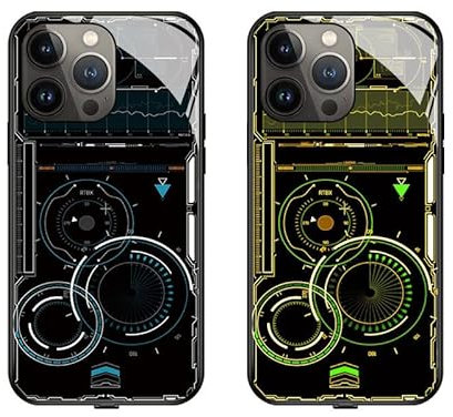 LED Intelligent Sound Control Light-Up Phone Case for iPhone 14 13 12 Pro Max, Tempered Glass Back Soft Slim TPU Bumper Shockproof Colorful Light Up Phone Case,Call Music Flash. (for 14 Pro, E)