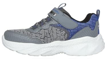 Skechers Jungen Meteor-Lights Krendox, Anthrazites, Synthetisches Textil, Blauer Rand, 35 EU