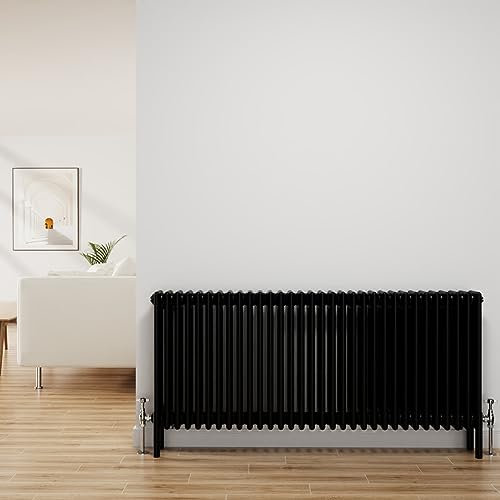 NRG Traditional Radiator Black Cast Iron 4 Column Horizontal Central Heating Bathroom Radiators 600x1460mm