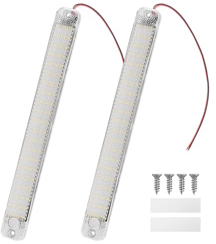 Thlevel Luces de Techo Interiores de Coche DC 12-85V 84 LED 8W Luz de Coches Lámpara de Iluminación para Camper Van Caravan Barco 2pcs