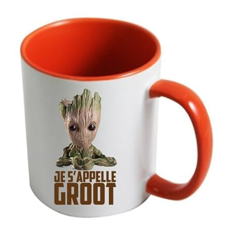 Mug/Tasse à café BABY GROOT Gardiens de la Galaxy - Idée cadeau de geek (Orange vif)