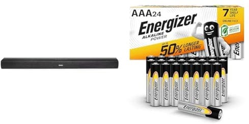 Denon DHT-S216 Soundbar for Surround Sound System, Bluetooth, with Built-in Subwoofers & Energizer AAA Batteries, Alkaline Power, 24 Pack, Triple A Battery Pack - Amazon Exclusive