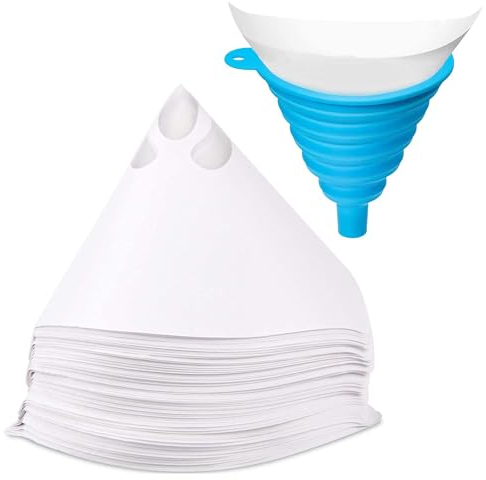 JANYUN 150 Pcs Paint Strainers with Cone Silicone Funnel Filter, Nylon Mesh Paint Resin Filter Paint Strainers Paper Cone Disposable for Automotive Spray Paint, Art Painting