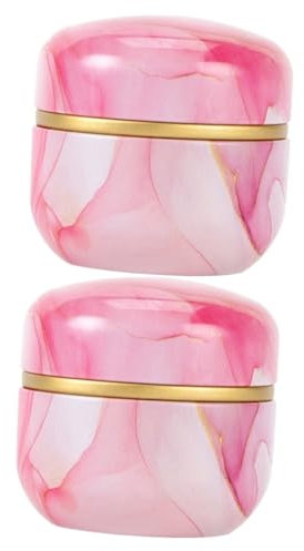 TOPBATHY 2st Aufbewahrungsbox Für Lose Puder Runder Tee Japanischer Lippenbalsam Mini-lebensmittelbehälter Dreieckiges Puderquastenetui Einmachglas Mann Runden Körperpuder Rosa Weißblech