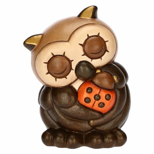 THUN, Spardose mit Eule Lucky aus Keramik, handbemalt, Geschenkidee, 9 x 8,6 x 11,7 cm