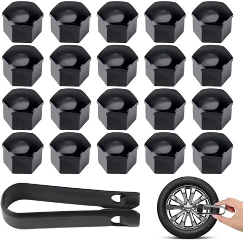 20pcs Wheel Nut Caps Bolt Covers 17mm Black Universal Car Wheel Bolt Cap Auto Hub Screw Protection Anti-Theft Tire Accessories Car with Wheel Hub Screw Removal for A1 A2 A4 A5 A6 A7 A8 Q2 Q3 Q5