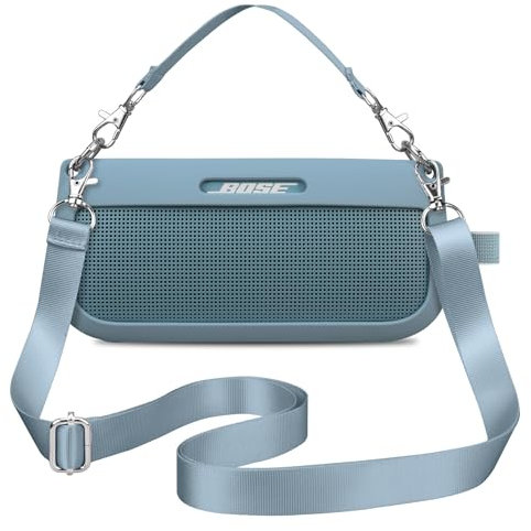 BOVKE Silicone Case Cover Compatible with Bose SoundLink Flex Bluetooth Portable Speaker, Soft Protective Silicone Sleeve for Bose SoundLink Flex Wireless Speaker with 2 Straps, Blue