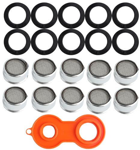Mousseur Robinet M24,10 Pièces Aerateur Robinet Economie Eau Filtre Limiteur de Débit de Robinet avec 10 Joints et 1Cle D'aerateur pour Robinet Lavabo de Salle de Bain et Cuisine