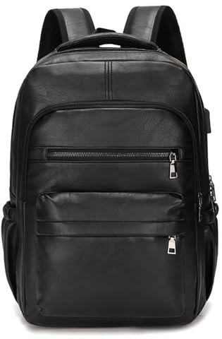 Easnea Mochila de Piel Sintética con Puerto de Carga USB - Bolsa de Negocios para Laptop, Viajes y Universidad, para Mujeres