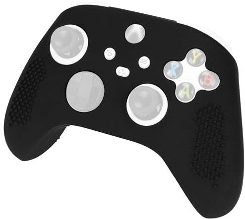 Geekria Coque de protection en silicone compatible avec manette Xbox Series X/S, ergonomique, souple et antidérapante, accessoire de jeu (noir)