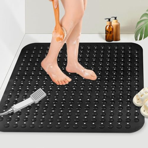 Mofonky Tappetino Doccia Antiscivolo Quadrato: 80 x 80 cm Extra Large Tappeto Doccia con Ventose - PVC Antimuffa Tappetini Antiscivolo per Doccia